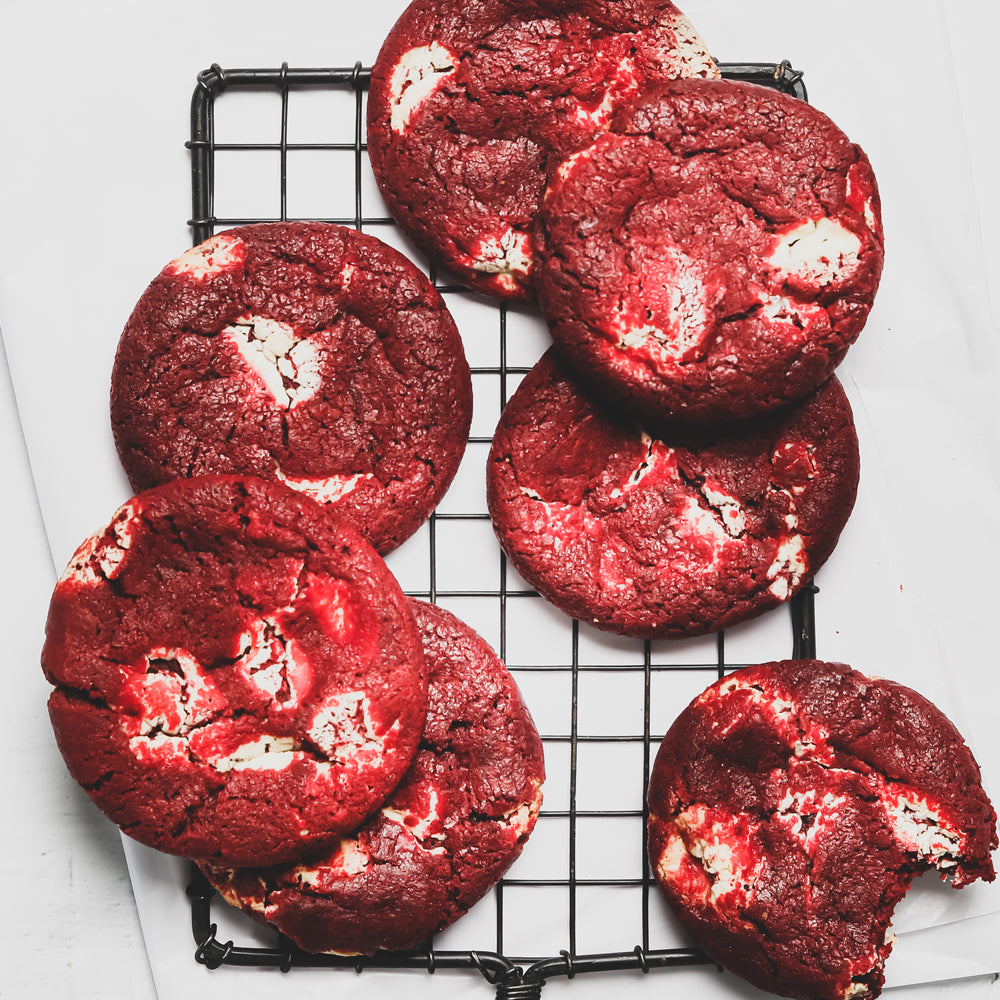 Red Velvet White Chocolate Chip Cookies